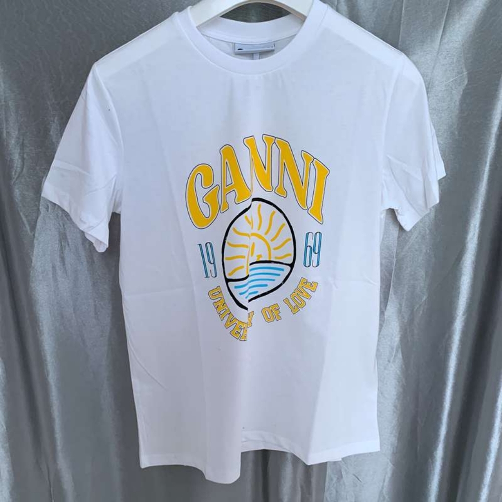 Ganni White Short-Sleeved T-Shirt - Gem